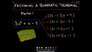  Factoring Trinomials (A quadratic Trinomial) by Trial and Error 