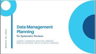 Data Management Planning for Systematic Reviews