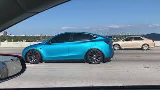 3M Wrapped Tesla Model Y on Highway