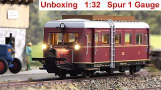 Review Pig`s Snout 1:32 Märklin 55133  - 1 Gauge VT 88 902 Wismar Railbus Cvt-34 - Unboxing