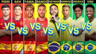 Comparison: Rodrygo vs Vinicius Jr vs Neymar Jr vs Endrick vs Yamal vs Gavi vs Pedri vs Sergio Ramos