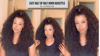 Easy HALF UP HALF DOWN hairstyle