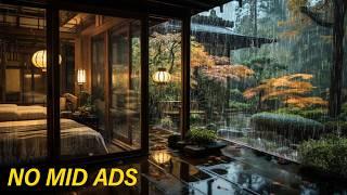 (No Mid Ads) Cozy Rain Sound on Garden | Rain sound for sleep, study and relax