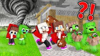 Baby Mikey & Baby JJ Survived The Tornado Alone in Minecraft (Maizen)