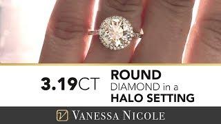 3.19ct Round Hearts On Fire Diamond | Vanessa Nicole Jewels