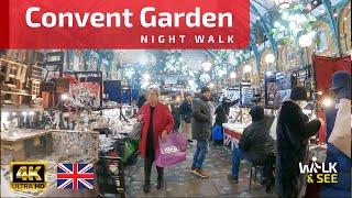 Covent Garden Christmas Market - Seven Dials Christmas Lights and Tree |  London Walking After Rain