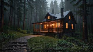 Goodbye Insomnia With Heavy RAIN Sound | Rain Sounds On Old Roof In Foggy Forest At Night,Meditation