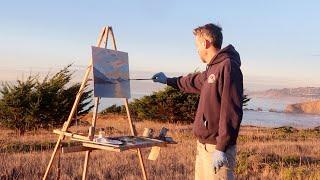 SUNSET plein air OIL PAINTING coastal california