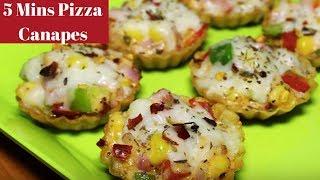 Pizza Canapes Bites | Quick and Easy Party Appetizers | Mini Pizza Recipe for Kids