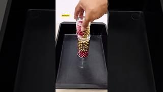 Reverse ◀️ Video. Red & Gold Pearls. #shorts #satisfying #drop #asmr #pearl #oddly #beads #button