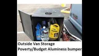 Outside Storage on my Lifted Ford Econoline van | Budget Aluminess Bumper alternative (DIY/cheap)