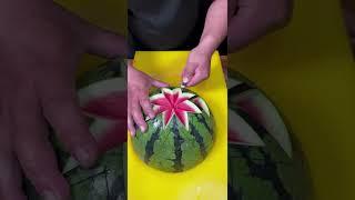 #Sample Watermelon Make this Flower carving cutting design#Fruit Carving#Easy Watermelon carving#