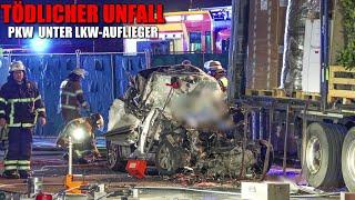 [TÖDLICHER UNFALL AUF DER A4!] - PKW krachte in Zufahrt zur Raststätte unter einen LKW-Auflieger -