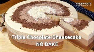 The best NO BAKE TRIPLE CHOCOLATE CHEESECAKE