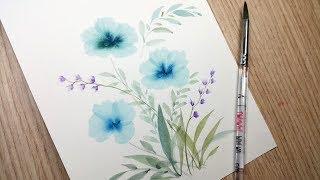 Very easy and simple water color painting 꽃그림-간단하고 재미있는 방법으로 꽃그리기