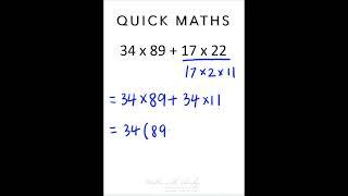 Number Crunching: 34 x 89 + 17 x 22  #matholympiad #maths #mathematics