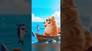 cat eats fish! #shorts #funny #cute #cat #kitten #meow