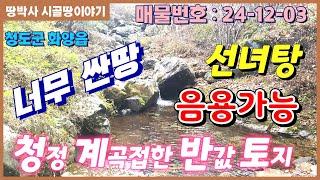 (24. 12. 03) 공시가격보다 엄청 저렴한 급매물 임야 !! 공가3700원 보다 싼2600원~군유림 접하고 임야 하단부 계곡접한 산림경영부지.