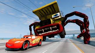 Live Epic Escape From Lightning McQueen Eater Giant Bot VS Shin Sonic, Mater Eater |BeamNG.Drive