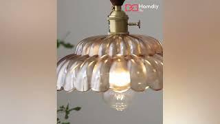 Homdiy Vintage Clear Petal Glass Pendant Light