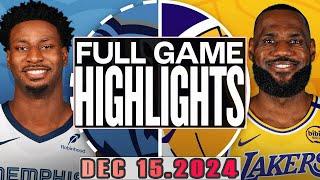 Los Angeles Lakers Vs Memphis Grizzlies Full Game Highlights Dec 15,2024 NBA Season 2024-25