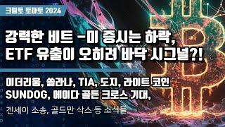 11/16) 강력한 비트 -미 증시는 하락, ETF 유출이 오히려 바닥 시그널?!  이더리움, 쏠라나, TIA, 도지, 라이트 코인SUNDOG, 에이다 골든 크로스 기대,