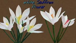 DIY flower/ how to make white saffron paper flower from Crepe paper/crocus flower tutorial/ DIY