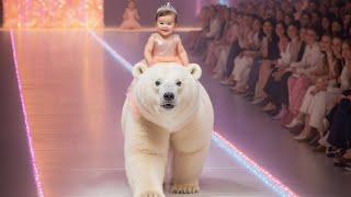 Cute Baby with Animals Fashion Show! Adorable Kids Catwalk