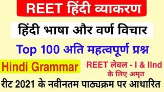 REET 2021 : हिंदी भाषा और वर्ण विचार के टॉप 100 प्रश्न | सामान्य हिंदी व्याकरण |  Reet Hindi Grammar