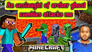 An onslaught of archer ghost zombies relentlessly attacks me in Minecraft.