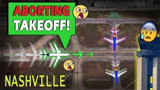 NEAR DISASTER | Alaska Aborts Takeoff, Southwest Crossing Runway at Nashville!