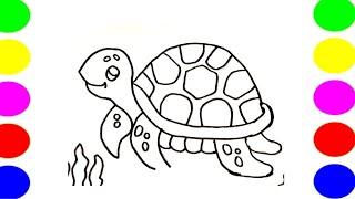 Cute kittu Turtle in the sea Drawing for Kids, Painting & Coloring for Kids | Let's Draw Together