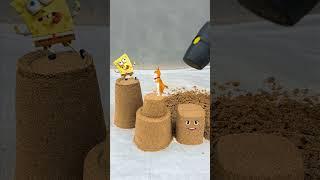Sand Pounding Relaxing Dog Dancing On Sand Castle With Rubber Hammer