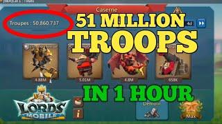 Training 51 Million Troops In 1 Hour Lords Mobile | Troops Training Tricks Lords Mobile In 1 Day