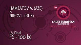 1/2 FS - 100 kg: I. NIROV (RUS) df. A. HAMZATOV (AZE), 5-1