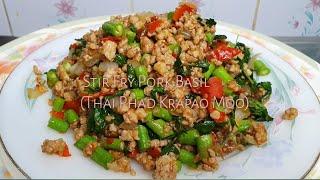 Thai Phad Krapao Moo ( Stir Fry Minced Pork with Holy Basil. Thai food / Thai easy food/ stall food.