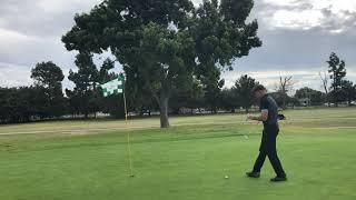 Golfer with unusual name hits 300 yard drive in a beautiful golf outfit then prepares to can birdie