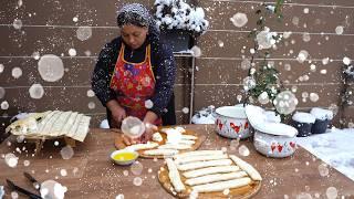 15 Sm Of Snow Fell in Our Village!  We cooked Kutab and Pies in the snow