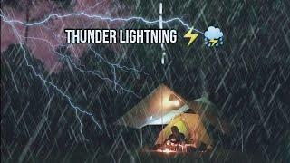 SOLO CAMPING IN HEAVY RAIN AND THUNDERSTORMS‼️RELAXING RAIN SOUND, THUNDER & LIGHTNING, ASMR