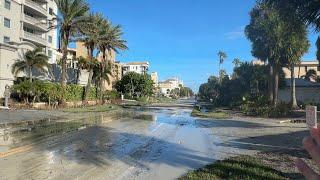 Gulf Shore Drive on Vanderbilt Beach in North Naples, Florida the Morning After Hurricane Milton