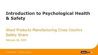 Wood Products Manufacturing Cross Country Share: Psychological Safety Mental Health in the Workplace