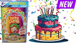 NEW Birthday Cake Flavor Rainbow Sprinkles Lucky Charms Cereal Review