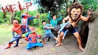 Brave baby Spider-Man squad destroy fercocious Monkey-Man Monster to rescue Spider-Man Girl