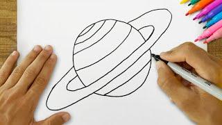 How to Draw Saturn | Step-by-Step Planet Drawing Tutoria