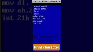 Print character in assembly language. #shorts #programmingshorts