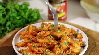 Filippo Berio Arrabbiata Pasta Sauce with penne and prawns!