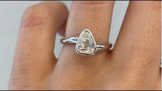 Sophian - Simple Platinum Bezel Set Trillion Rough Diamond Engagement Ring