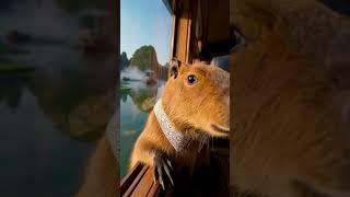 A capybara on a train, falling in love ️ with Vietnam!