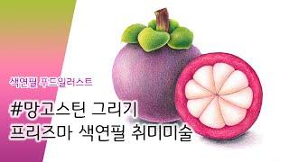 프리즈마 색연필 그림, 망고스틴 그리기/ Drawing a Mangosteen