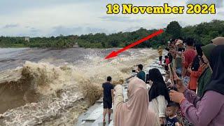 fenomena alam river tidal waves(tidal bore) ombak bono hari ini 18 November 2024